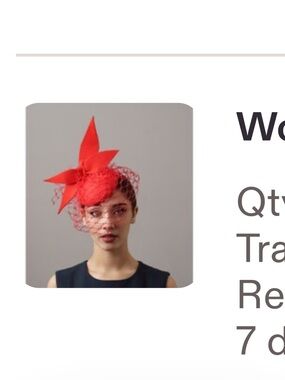 Tocchic Red Fascinator Hat with Veil - Women Accessories mesh bow